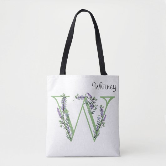 Buchstabe "W" Lavender Eukalyptus botanisch Tasche (Vorderseite)