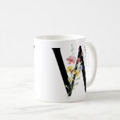 Buchstabe W mit Blumen Kaffeetasse (VorderseiteRechts)