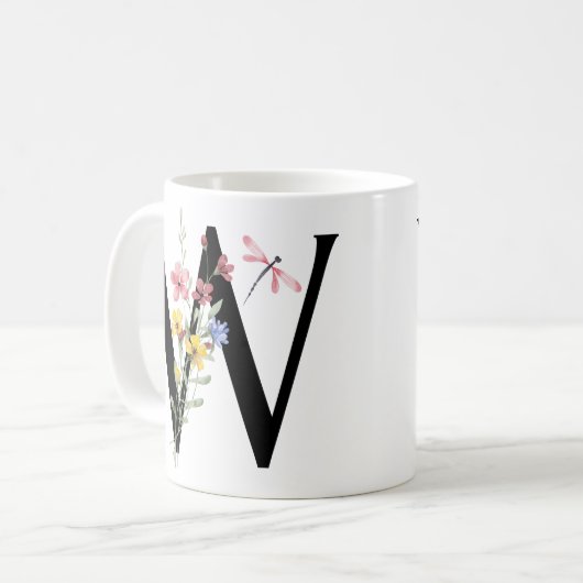 Buchstabe W mit Blumen Kaffeetasse (Vorderseite Links)