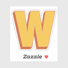 Buchstabe W Monogramm, fette 3D-Schrift Initiale  Aufkleber