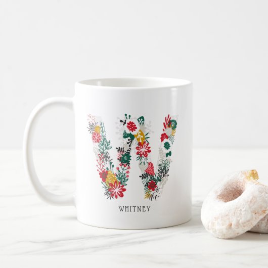 Buchstabe W | Monogramm-I-Tasse für den Blasenbrie Kaffeetasse (Mit Donut)