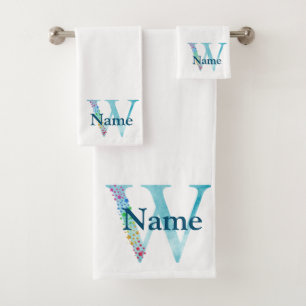 Buchstabe W Monogramm Initial Bad-Geschenk-Set Badhandtuch Set