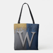 Buchstabe W Monogramm mit Diamanten Perlen Tasche (Rückseite)