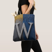 Buchstabe W Monogramm mit Diamanten Perlen Tasche (Von Nahem)