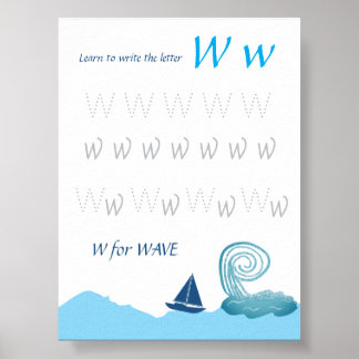 Buchstabe W Nachspurposter für Kinder Poster