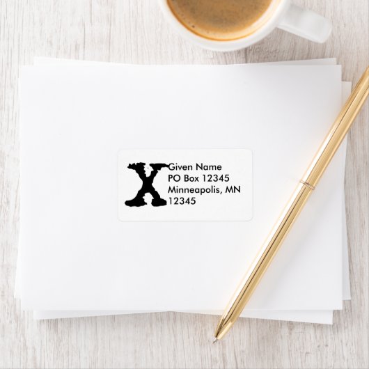 Buchstabe X Adressaufkleber (Insitu)