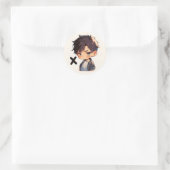 Buchstabe X Anime Mann Runder Aufkleber (Tasche)