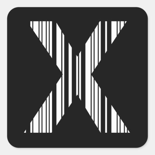 BUCHSTABE X BAR CODE Erstes Anfangsbarcode-Muster Quadratischer Aufkleber (Vorderseite)