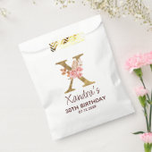 Buchstabe X Gold Monogramm Blush Rosa Rosen Geschenktütchen (Versiegelt)