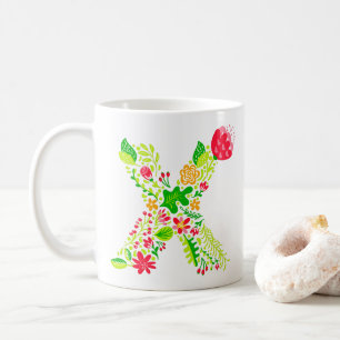 Buchstabe X in Blume Kaffeemaschine Tasse