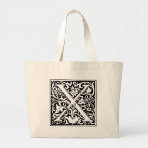 Buchstabe X Mittelalterliche Monogramm-Kunst Art N Jumbo Stoffbeutel