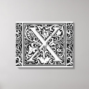 Buchstabe X Mittelalterliche Monogramm-Kunst Art N Leinwanddruck