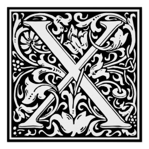 Buchstabe X Mittelalterliche Monogramm-Kunst Art N Poster