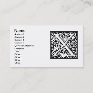 Buchstabe X Mittelalterliche Monogramm-Kunst Art N Visitenkarte