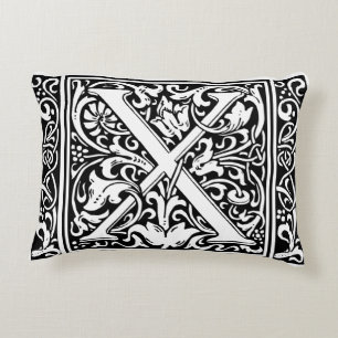 Buchstabe X Mittelalterliche Monogramm-Kunst Nouve Zierkissen