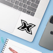 Buchstabe X Monogramm Aufkleber (Laptop mit iPhone)