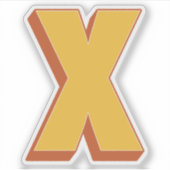Buchstabe X Monogramm, fette 3D-Schrift Initiale  Aufkleber (Vorderseite)