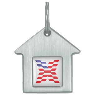Buchstabe X Monogramm USA-Flagge Tiermarke