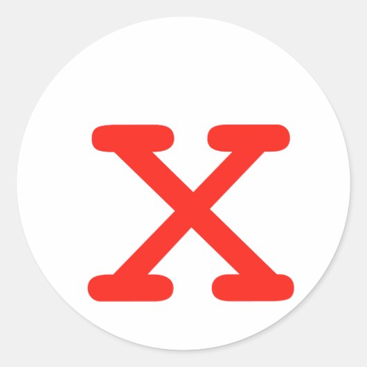 Buchstabe X Runder Aufkleber (Vorderseite)