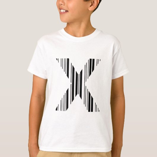 BUCHSTABE X STRICHCODE Erstes Anfangsbuchstabe-Str T-Shirt (Vorderseite)