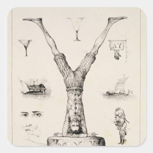 Buchstabe Y aus einem Buchstaben Quadratischer Aufkleber (Vorderseite)