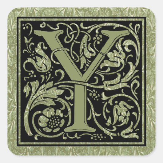 Buchstabe Y Erster Buchstabe Monogramm Quadratischer Aufkleber (Vorderseite)