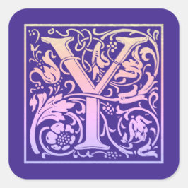 Buchstabe Y Farbiger Vintager erster Buchstabe Gra Quadratischer Aufkleber