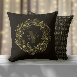 Buchstabe Y Goldener Botanischer Monogramm Kissen