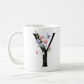 Buchstabe Y mit Blumen Kaffeetasse (Links)
