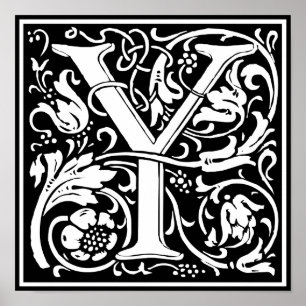Buchstabe Y Mittelalterliche Monogramm-Kunst Art N Poster