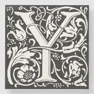 Buchstabe Y Mittelalterliche Monogramm-Kunst Art N Steinuntersetzer