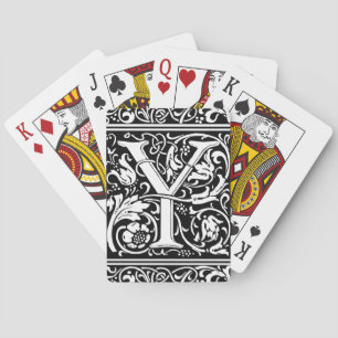Buchstabe Y Mittelalterliche Monogramm-Kunst Nouve Spielkarten