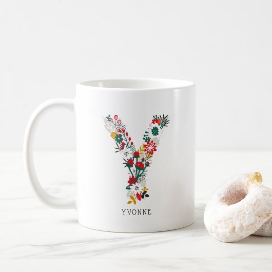 Buchstabe Y | Monogramm-I-Tasse für den Blasenbrie Kaffeetasse (Mit Donut)