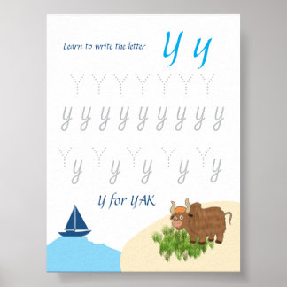 Buchstabe Y Nachspurposter für Kinder Poster