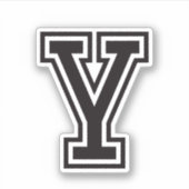 Buchstabe Y Schriftart der sportlichen Uni Aufkleber (Vorderseite)
