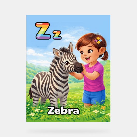 Buchstabe Z Alphabetposter – Z steht für Zebra Acrylschild (Vorderseite)