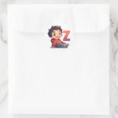 Buchstabe Z Anime Süßer Junge Runder Aufkleber (Tasche)