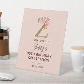Buchstabe Z Gold Monogramm Blush Rosa Rosen Schild (In SItu)