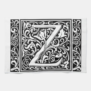 Buchstabe Z Mittelalterliche Monogramm-Kunst Nouve Geschirrtuch
