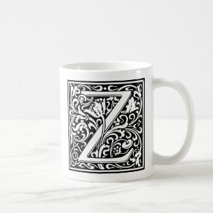 Buchstabe Z Mittelalterliche Monogramm-Kunst Nouve Kaffeetasse