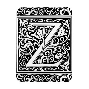 Buchstabe Z Mittelalterliche Monogramm-Kunst Nouve Magnet