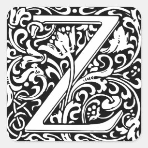 Buchstabe Z Mittelalterliche Monogramm-Kunst Nouve Quadratischer Aufkleber