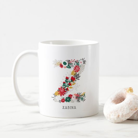 Buchstabe Z | Monogramm-I-Tasse für den Blasenbrie Kaffeetasse (Mit Donut)