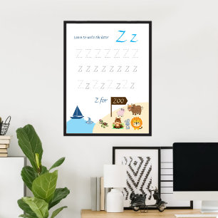 Buchstabe Z Nachspurposter für Kinder Poster