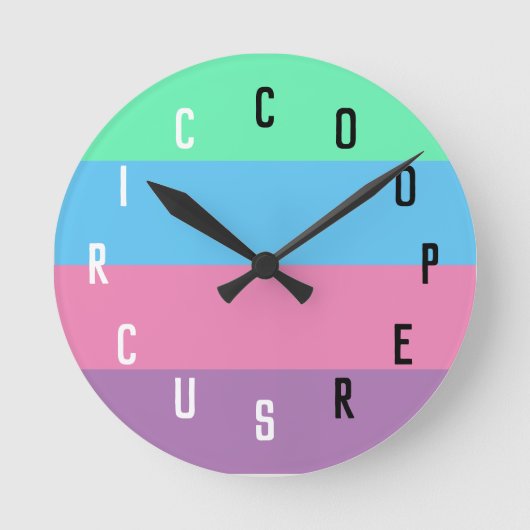 Buchstabe-Zahlen Runde Wanduhr (Vorderseite)