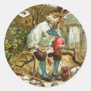 Buchstabe zum Osterhasen Runder Aufkleber