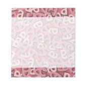 Buchstaben a, rosa notizblock (Vorderseite)