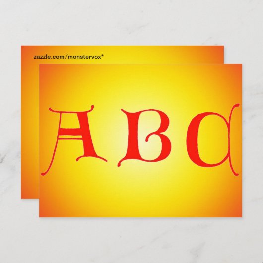 Buchstaben ABC Postkarte (Vorne/Hinten)