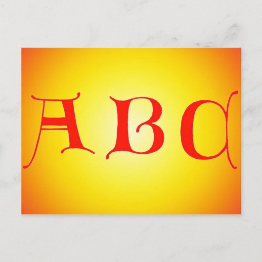 Buchstaben ABC Postkarte (Vorderseite)