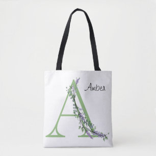 Buchstaben Alphabet A Lavendel Eukalyptus Aquarell Tasche